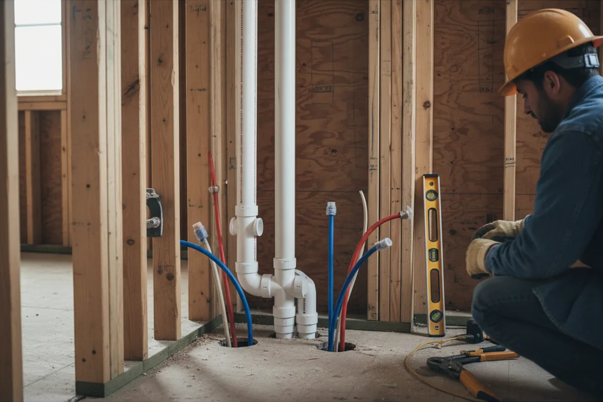 Drain and supply rough-in during Drain Cleaning in Durham